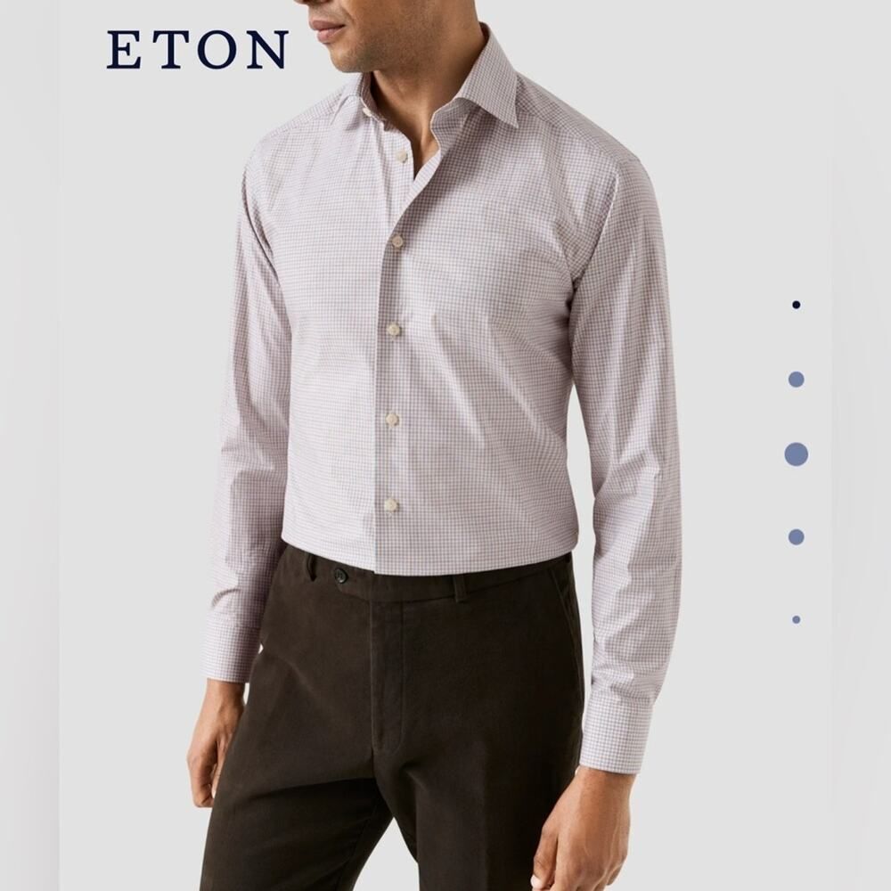 Eton Micro Check Contemporary Fit TwillDress Shirt 39  15 1/2 Video